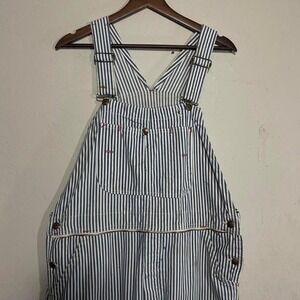 Vintage 60s Montgomery Ward Hickory Striped Engineer Overalls size 38x29